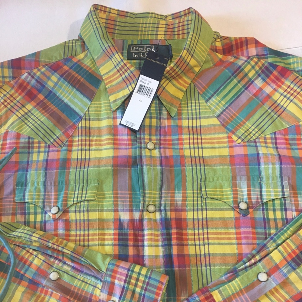 NWT $125 Polo Ralph Lauren Western Long Sl Snap XL